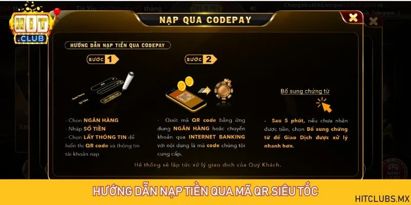 Các bước nạp thêm tiền vào tài khoản bằng mã QR